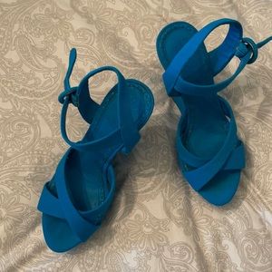 Alice and Olivia Bright Aqua Wedge